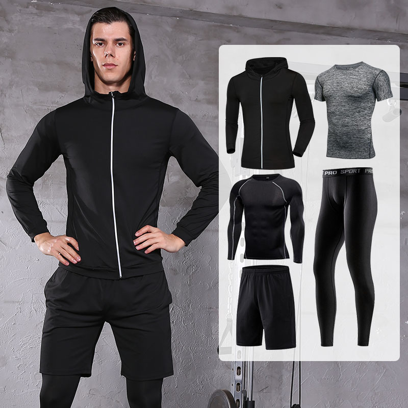 FDML021-5 Pcs Men\'s Working Clothes Set Fitness Suit Sportswaret